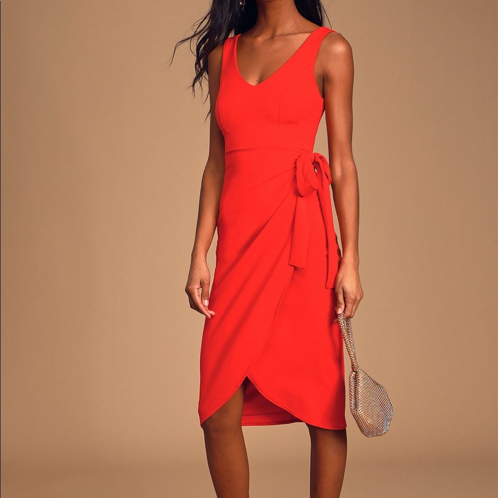 Lulu’s red faux wrap dress S